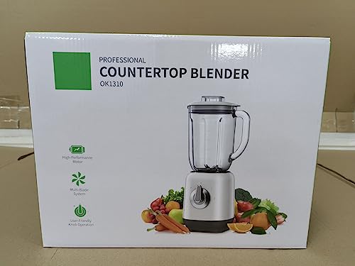 SHARDOR Blender, 1L glass jug, 6 stainless steel blades, 2 speeds + pulse, ice crush, black.