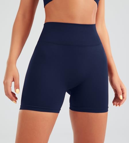 JOYSPELS Gym Shorts Women Workout Biker Shorts Scrunch Butt No Front Seam Running Athletic Yoga, Dark Blue, XS