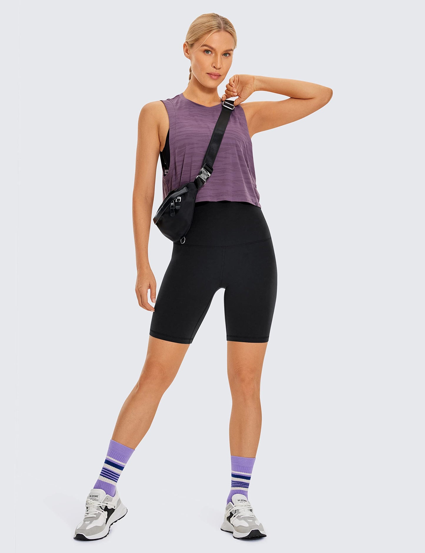 CRZ YOGA Women's Butterluxe 8'' Super High Waist Cycling Shorts - Butter Soft Short Leggings Workout Yoga Biker Shorts Black 12