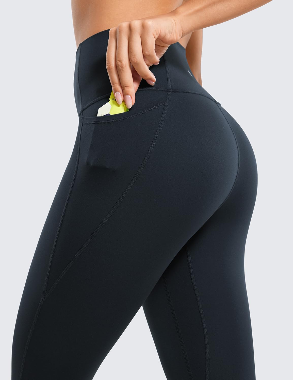 CRZ YOGA Women's Butterluxe 25'' Gym Leggings with Pockets - High Waisted Workout Leggings Buttery Soft Yoga Leggings True Navy 10