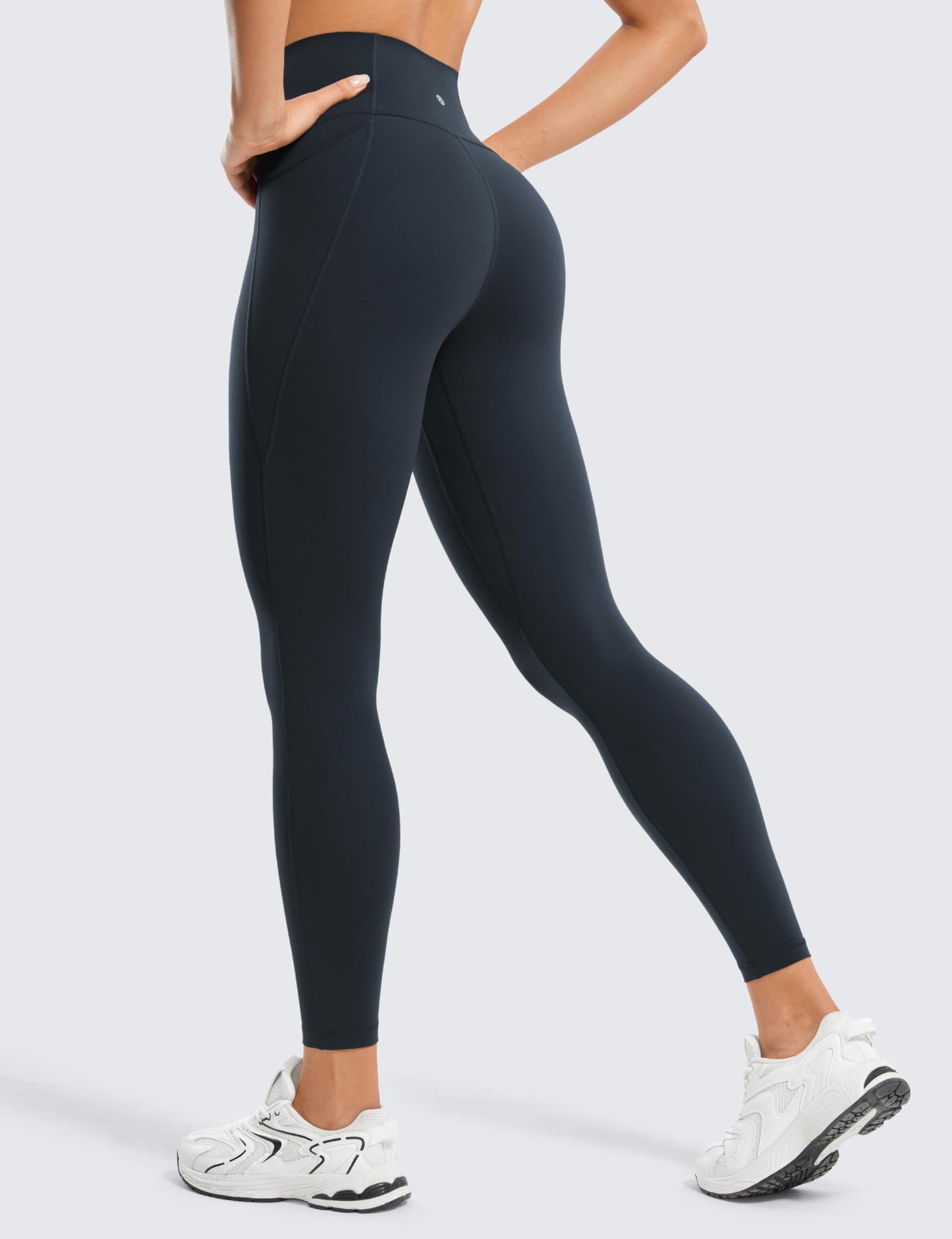 CRZ YOGA Women's Butterluxe 25'' Gym Leggings with Pockets - High Waisted Workout Leggings Buttery Soft Yoga Leggings True Navy 10