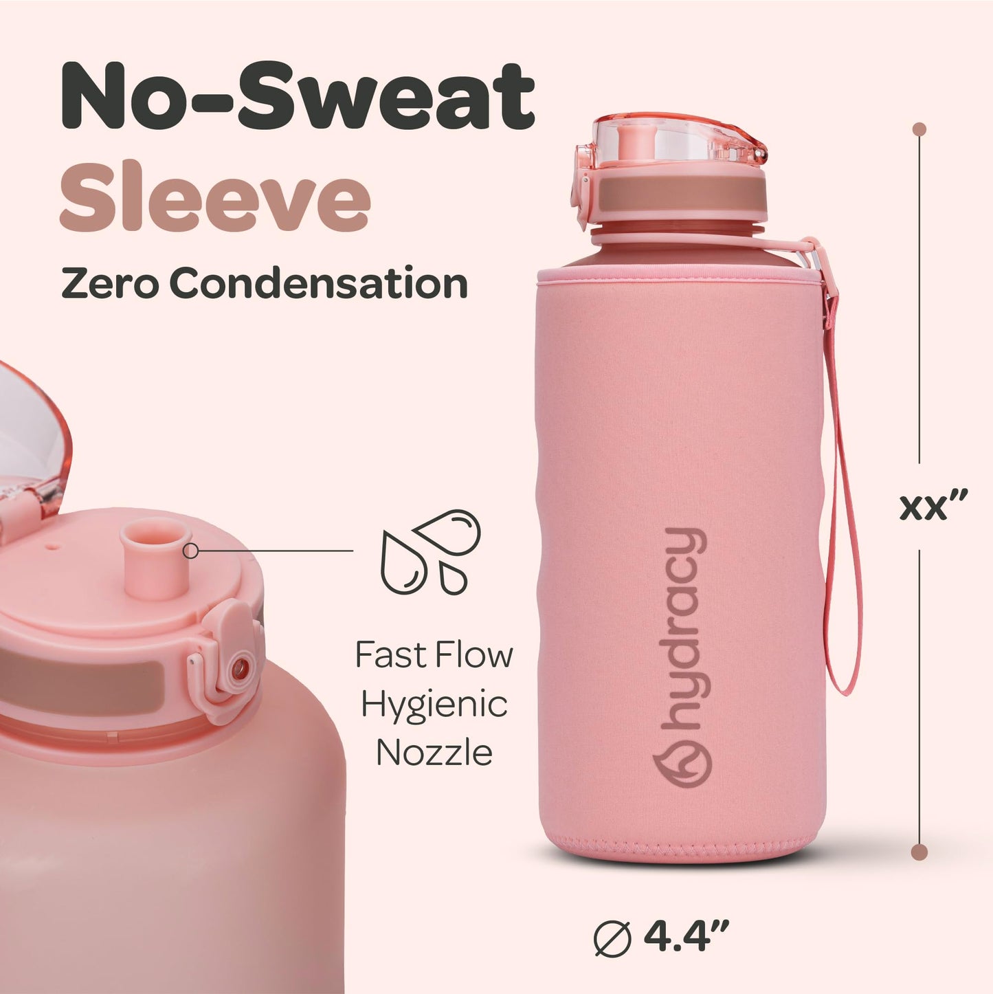 Hydracy 2L Water Bottle – BPA-Free, Leak-Proof, Time Marker & No-Sweat Sleeve | Includes Fruit Infuser | Perfect for Gym, Sports & Outdoors