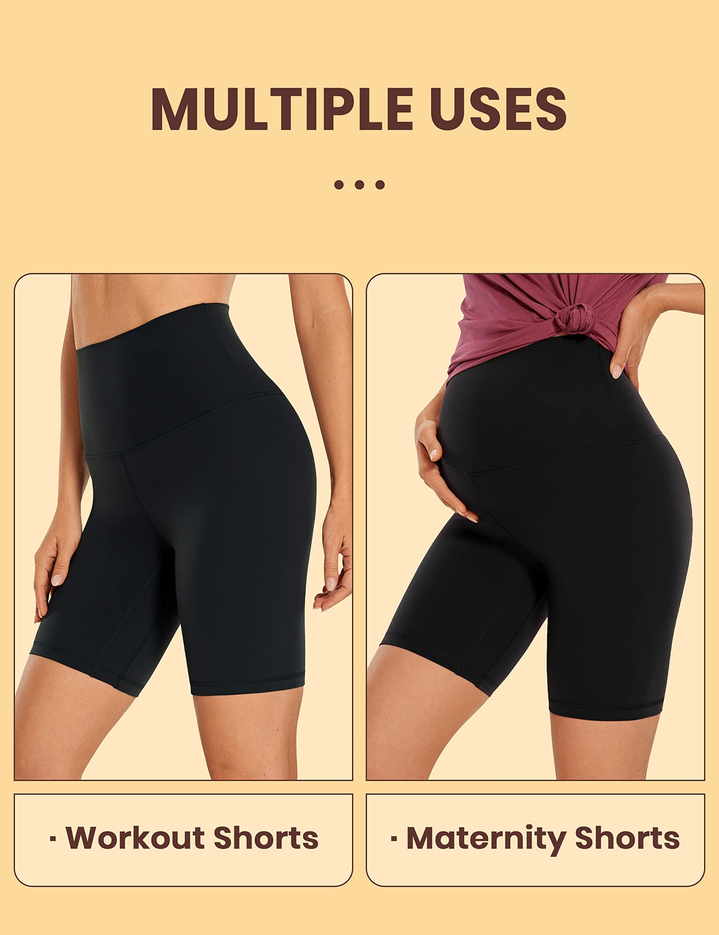 CRZ YOGA Women's Butterluxe 8'' Super High Waist Cycling Shorts - Butter Soft Short Leggings Workout Yoga Biker Shorts Black 12