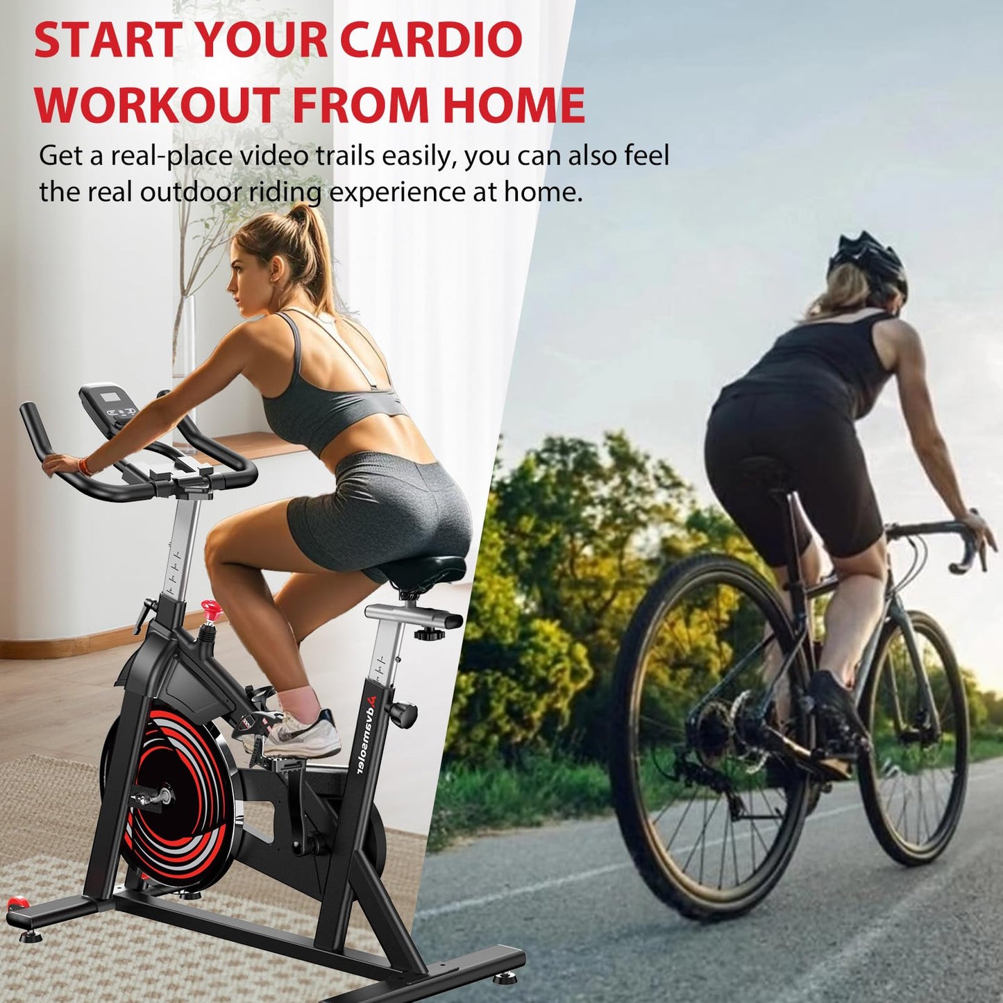 Advamsoler Exercise Bike – £50 OFF! Quiet Indoor Cycling Bike for Home Gym with LCD Display & Tablet Holder