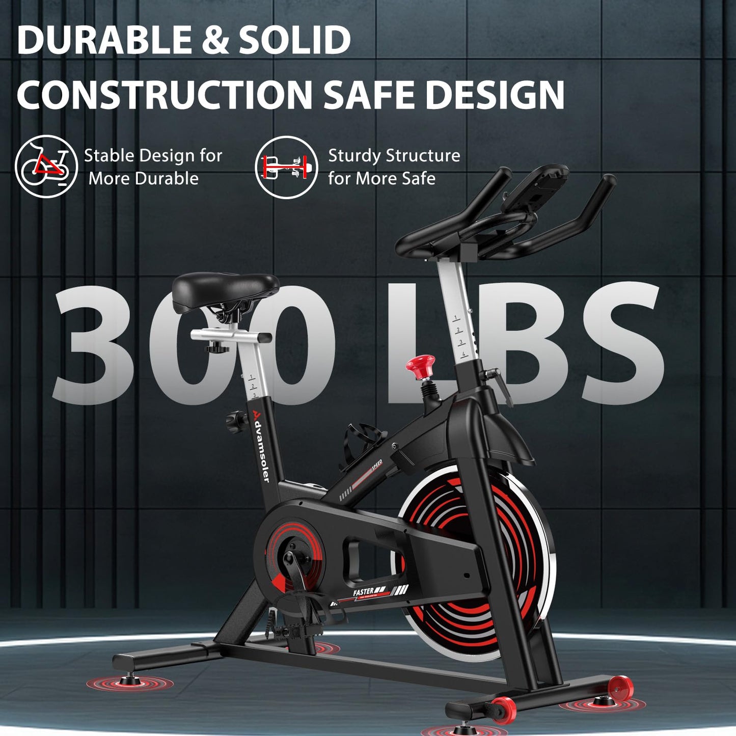 Advamsoler Exercise Bike – £50 OFF! Quiet Indoor Cycling Bike for Home Gym with LCD Display & Tablet Holder