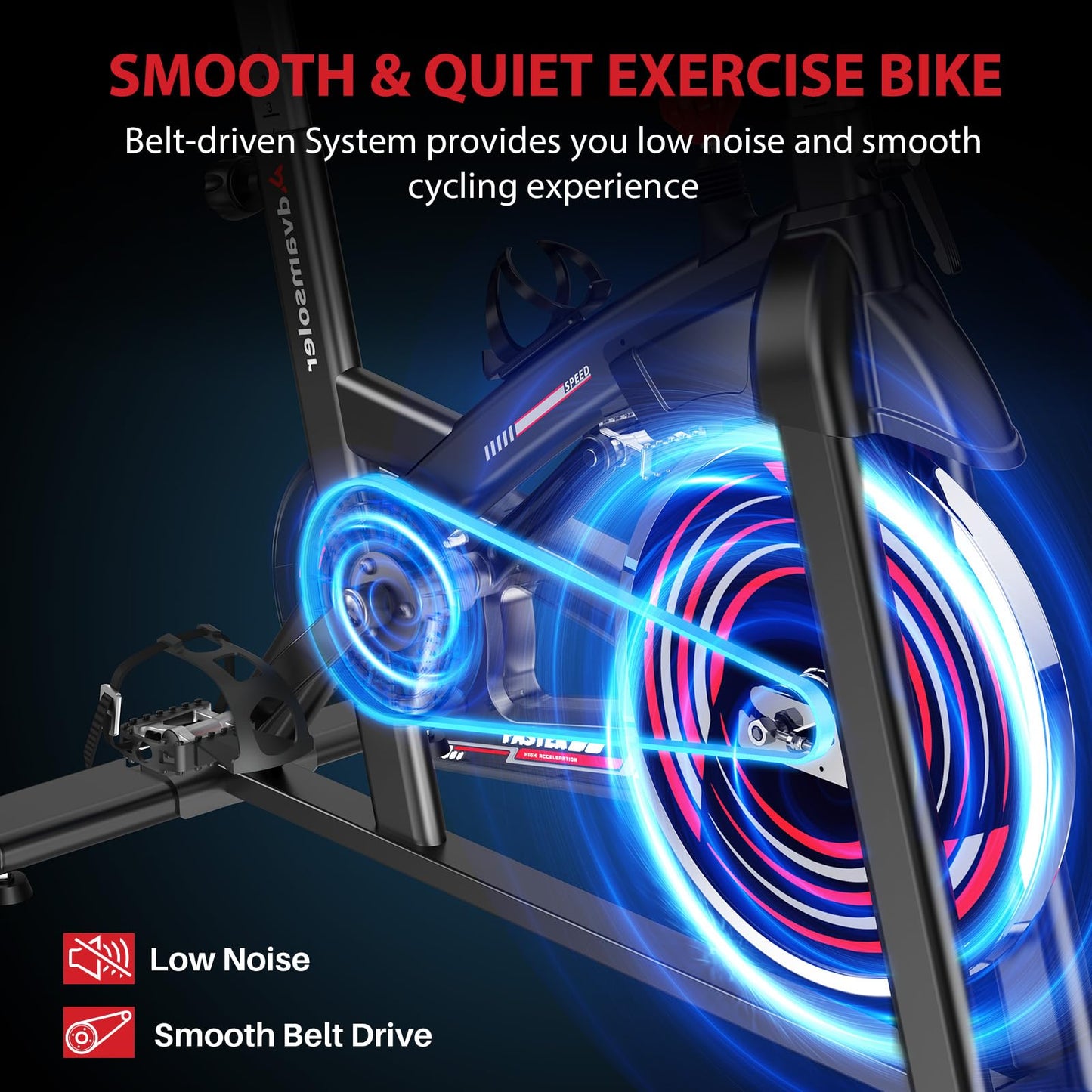 Advamsoler Exercise Bike – £50 OFF! Quiet Indoor Cycling Bike for Home Gym with LCD Display & Tablet Holder
