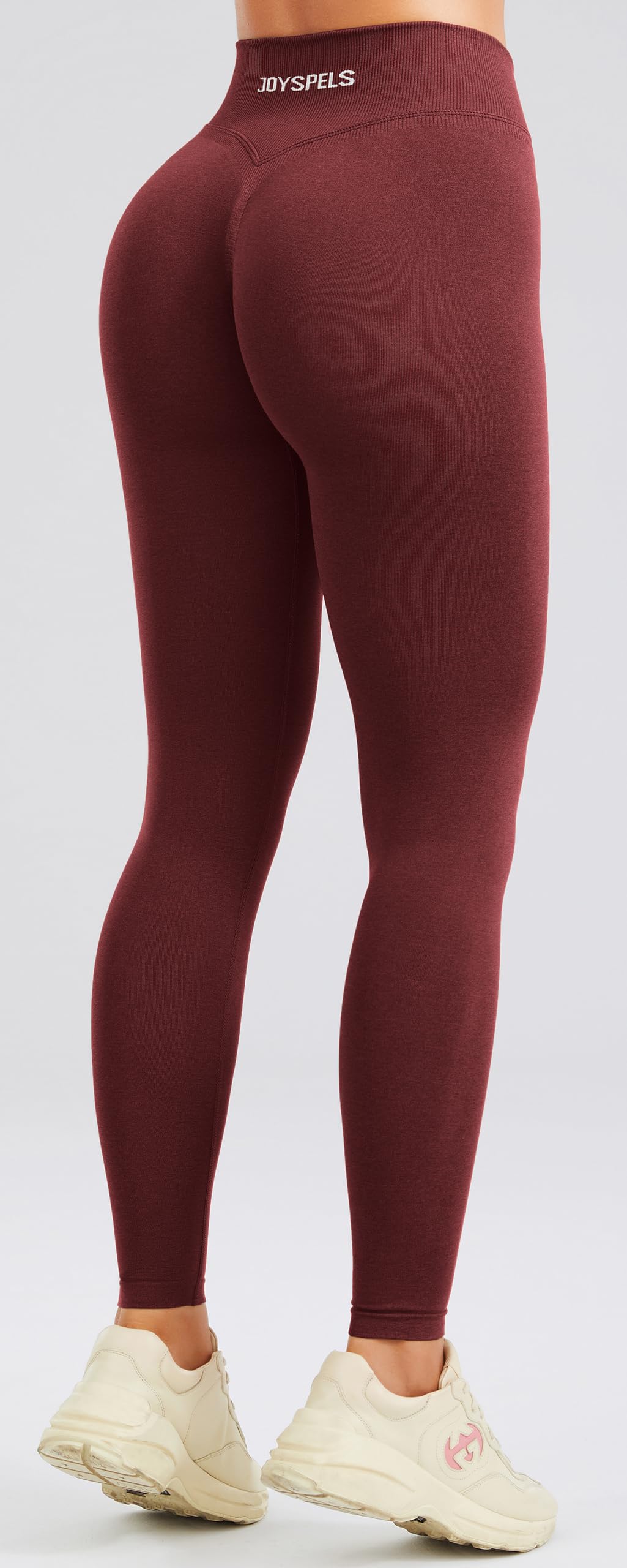 JOYSPELS Butt Lifting Gym Leggings for Women - Seamless Ruched Scrunch Bums Leggings Workout Running Activewear Sports Womens Yoga Pants Red XS
