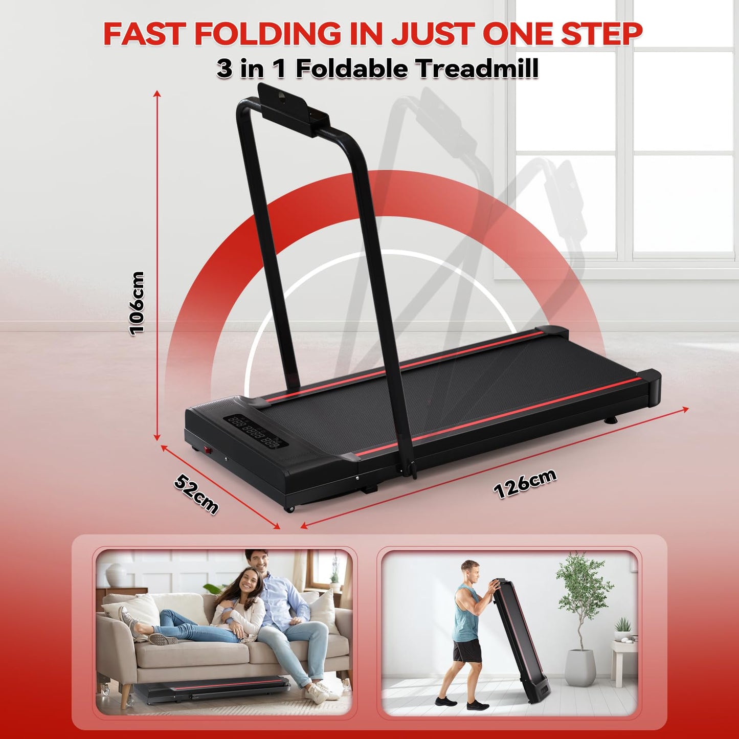 Sperax Walking Pad Treadmill-Treadmills for Home-Under Desk Treadmill,340LB Capacity,Remote Control & LED Display