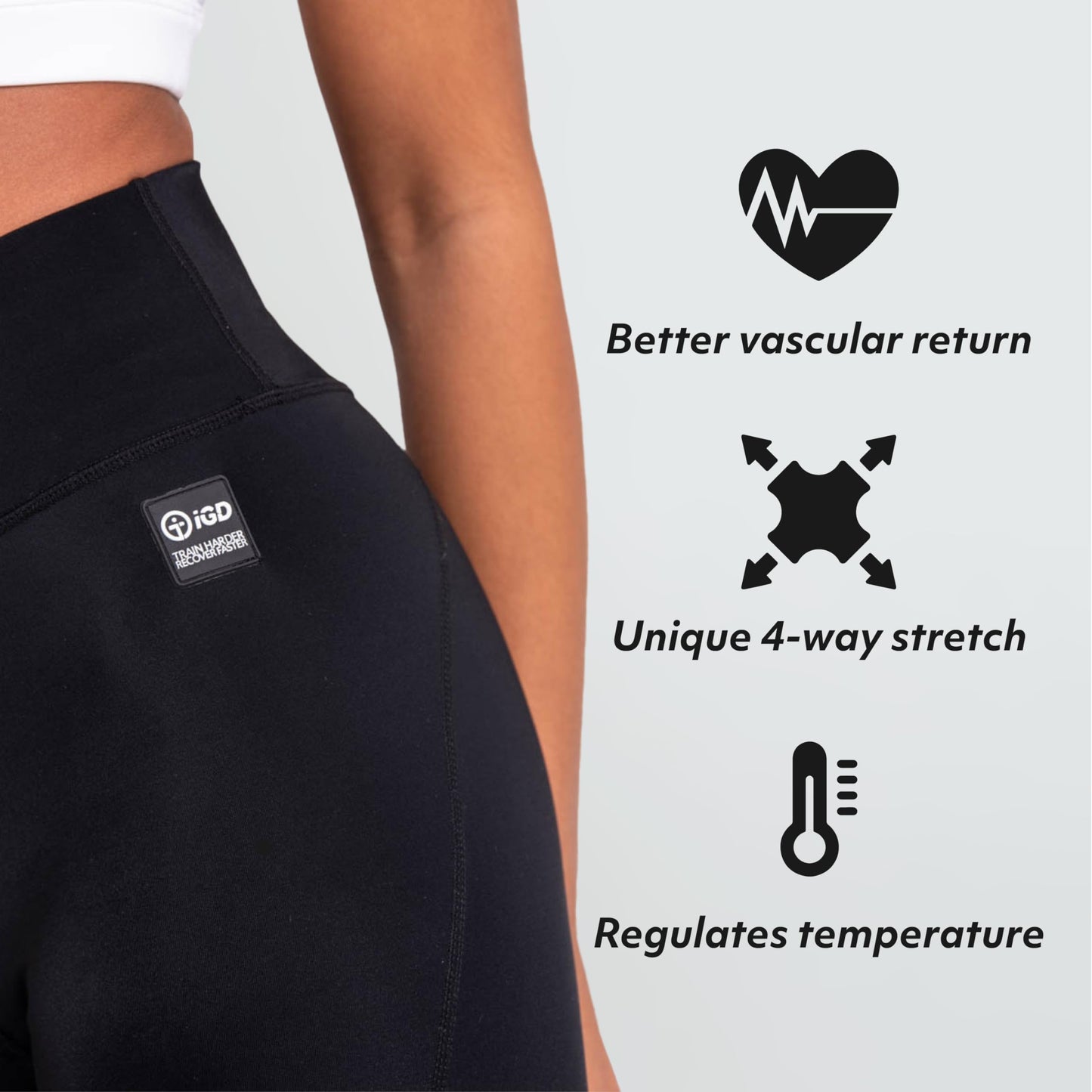 iGD Women's Non-Vented Compression Leggings V2 L Black
