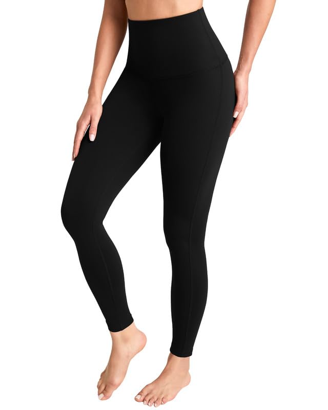 QUEENIEKE Workout Leggings for Women 27" - Ultra High Waisted Tummy Control Yoga Pants Butt Lifting Gym Training Tight (Black, Medium)