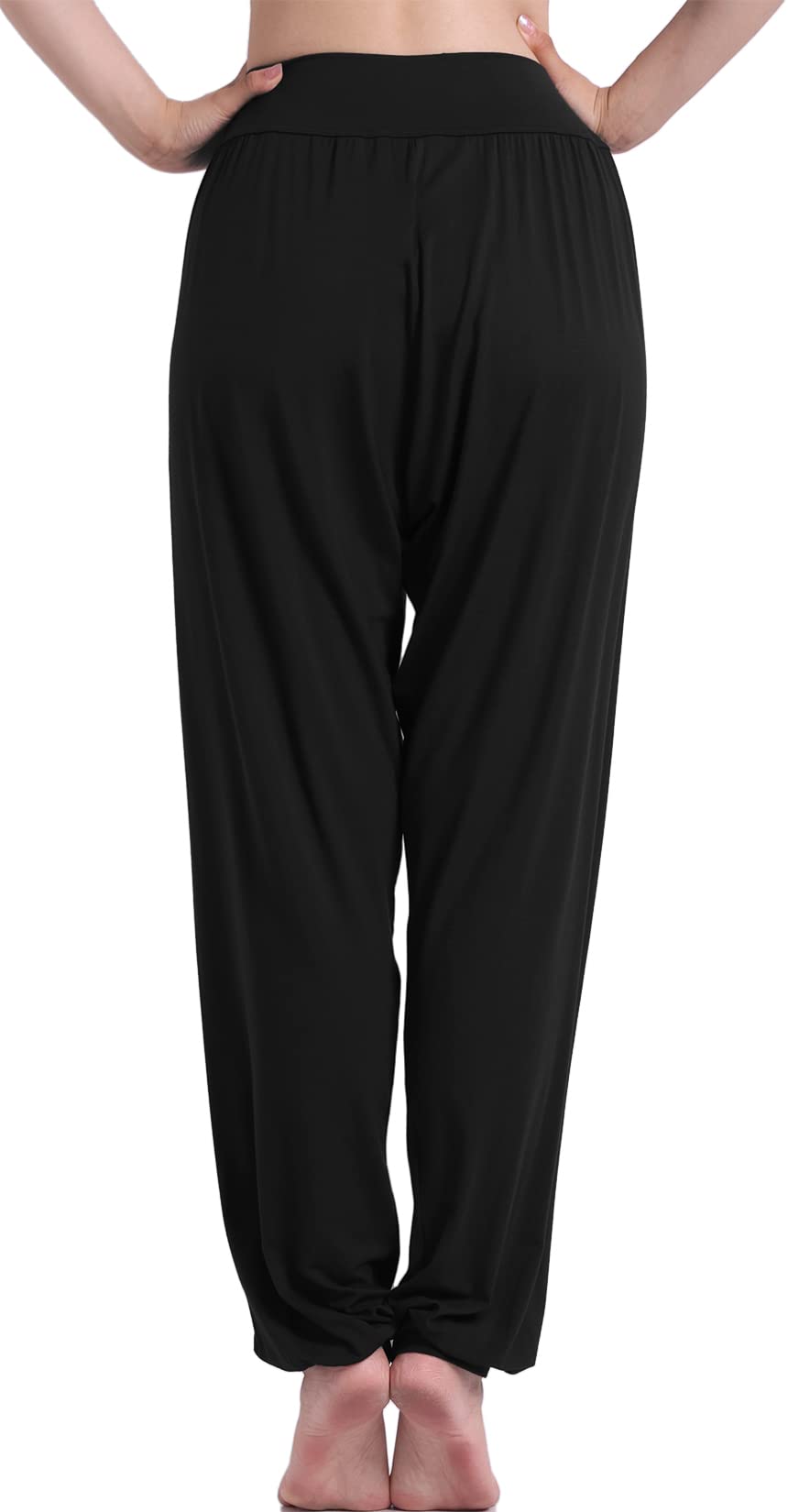 HOEREV Super Soft Modal Spandex Harem Yoga/ Pilates Pants (Black) (Large)