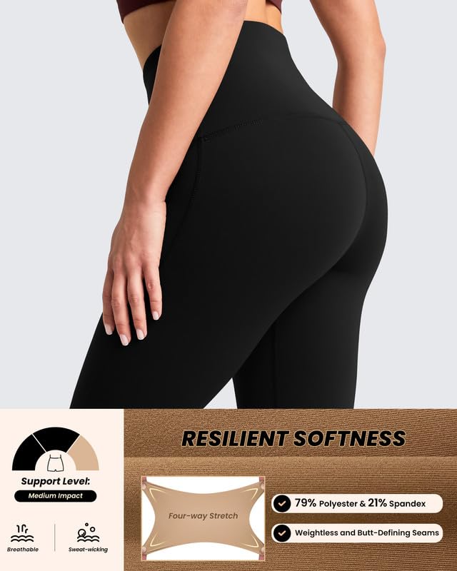 QUEENIEKE Workout Leggings for Women 27" - Ultra High Waisted Tummy Control Yoga Pants Butt Lifting Gym Training Tight (Black, Medium)