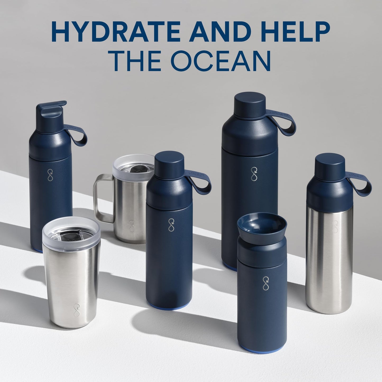 Ocean Bottle - Recycled Stainless Steel Drinks Reusable Water Bottle - Eco-Friendly & Reusable - Rock Grey - 500ml