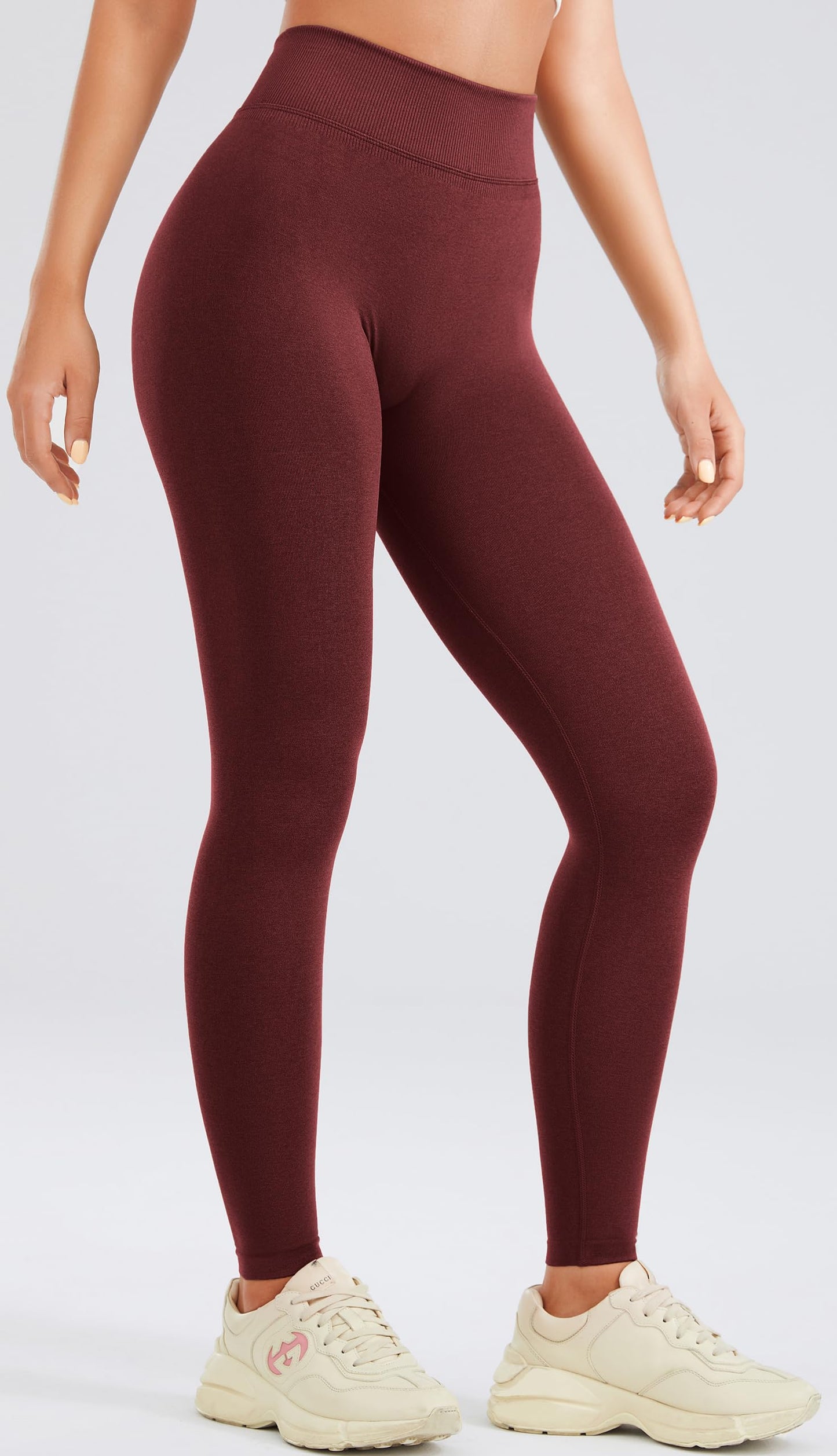 JOYSPELS Butt Lifting Gym Leggings for Women - Seamless Ruched Scrunch Bums Leggings Workout Running Activewear Sports Womens Yoga Pants Red XS
