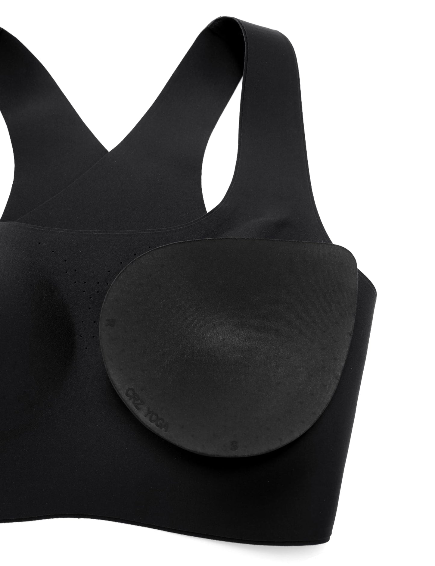 CRZ YOGA Women's Flex Sculpt Sports Bra High Impact Padded Wireless Running Bra Racerback U Neck Yoga Bras Workout Crop Top Black 8