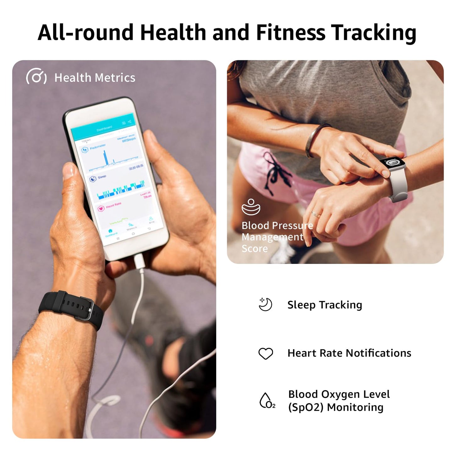 Smart Watch for Men Women Answer/Make Call, 1.85" Smartwatch, Fitness Watch with Heart Rate Blood Pressure Sleep Monitor, 140+Sports, IP68 Waterproof Step Counter Watch Compatible with Android IOS