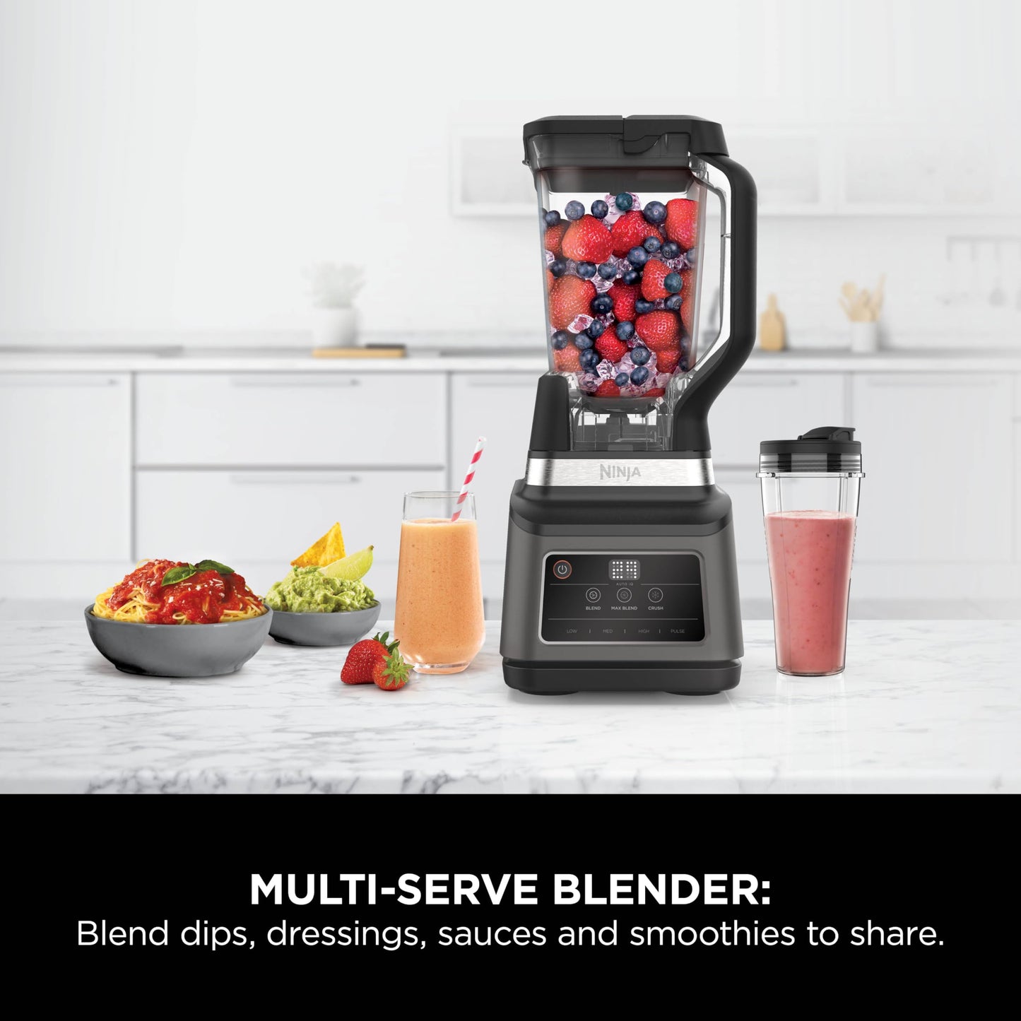 Ninja 2-in-1 Blender BN750UK, 1200W, 2.1L jug & 700ml cup, Auto-iQ, 3 programs, 4 manual settings, black.