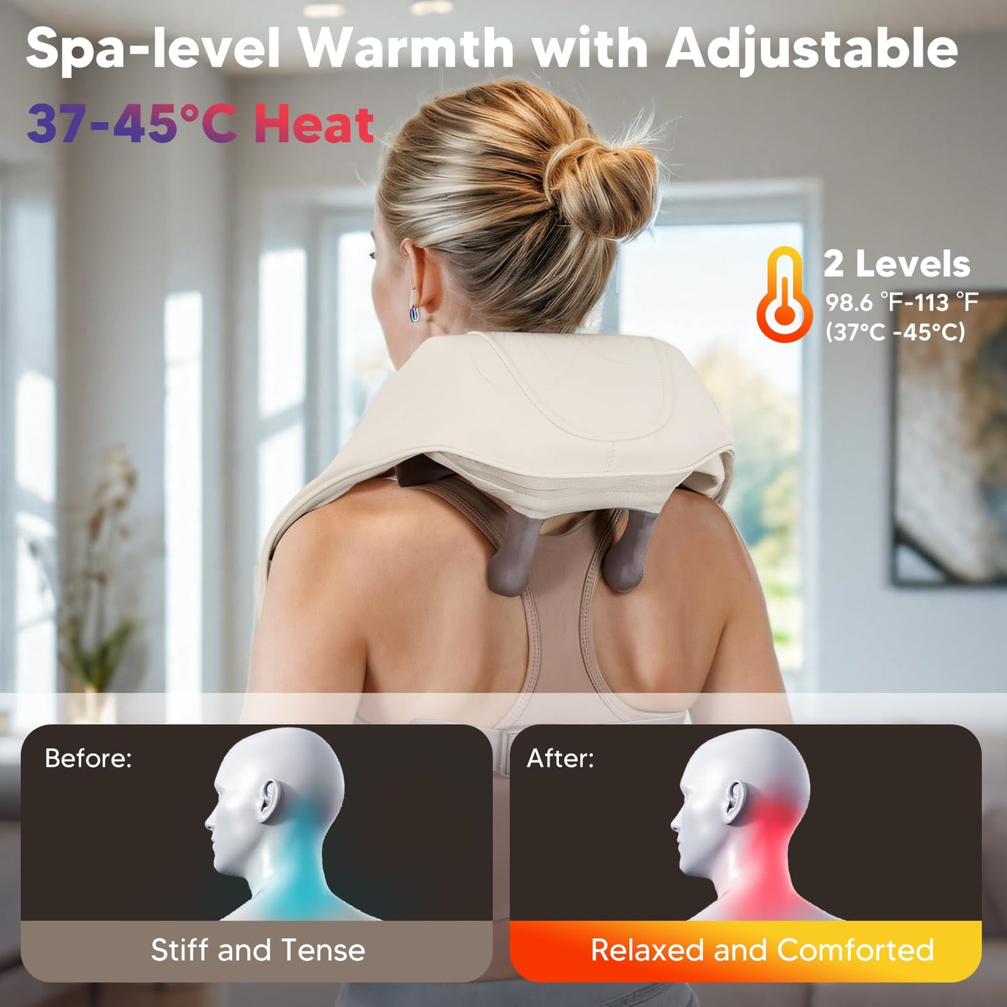 Neck Massager for Neck Pain, arboleaf Deep Tissue 6D Shoulder Massager with Heat, Cordless Shiatsu Kneading Massagers for Back, Lightweight Snap-on Neck Massagers for Home, Car, Office Use