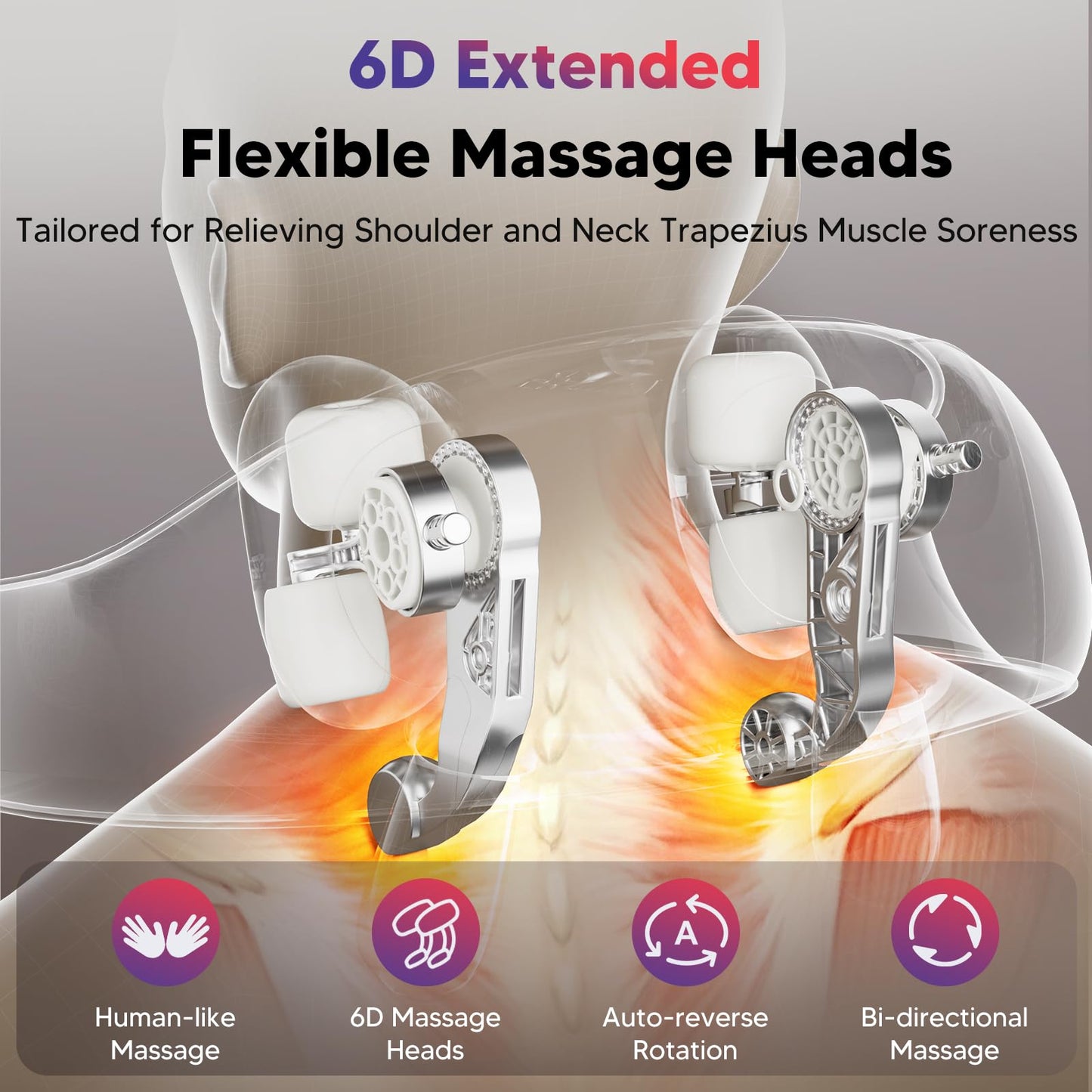 Neck Massager for Neck Pain, arboleaf Deep Tissue 6D Shoulder Massager with Heat, Cordless Shiatsu Kneading Massagers for Back, Lightweight Snap-on Neck Massagers for Home, Car, Office Use