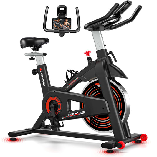 Advamsoler Exercise Bike – £50 OFF! Quiet Indoor Cycling Bike for Home Gym with LCD Display & Tablet Holder