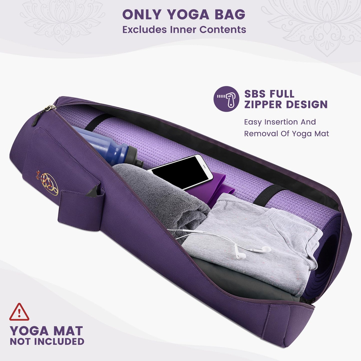 Gonex Yoga Mat Bag, Full-Zip Exercise Yoga Mat Carry Bag Durable Waterproof Oxford Cloth with 2 Cargo Pockets, Extra Wide, Adjustable Shoulder Strap