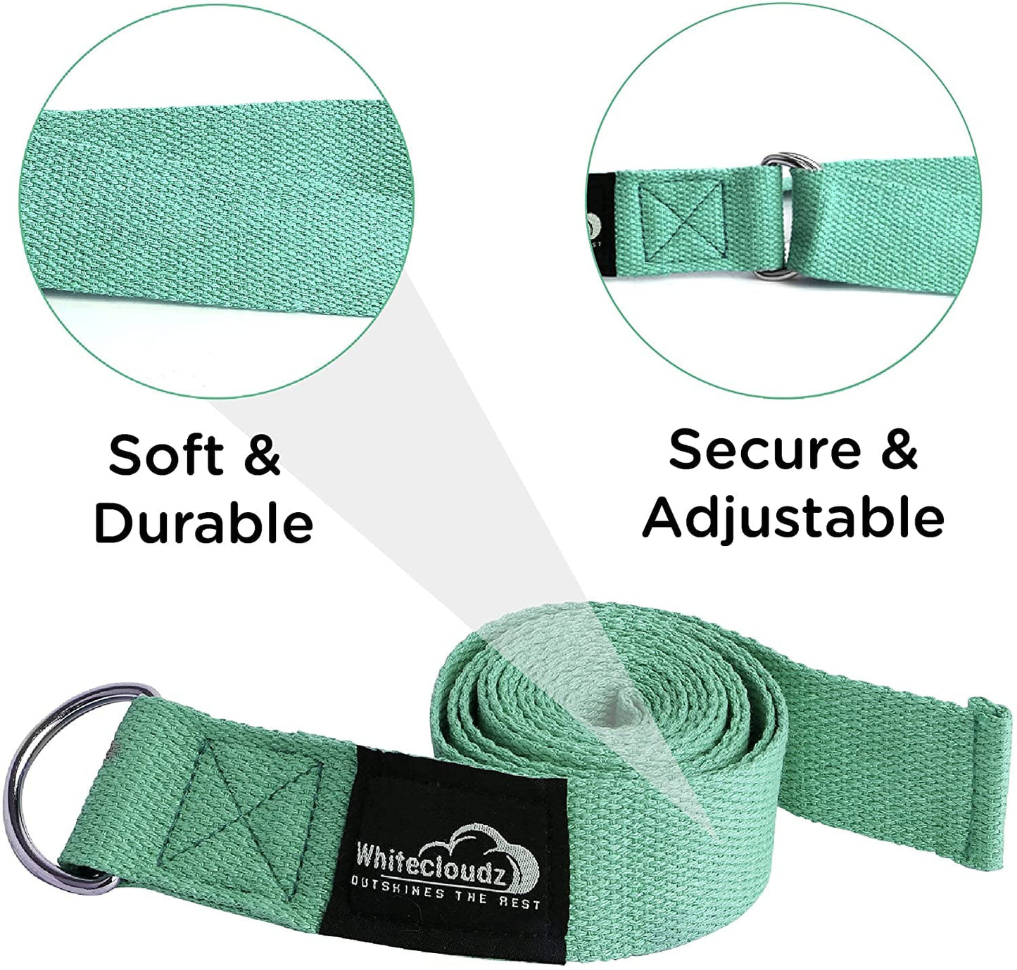 WHITECLOUDZ Yoga Blocks Set – 2 EVA Foam Blocks & Strap | High-Density, Non-Slip, Travel-Friendly | Enhance Strength, Balance & Flexibility