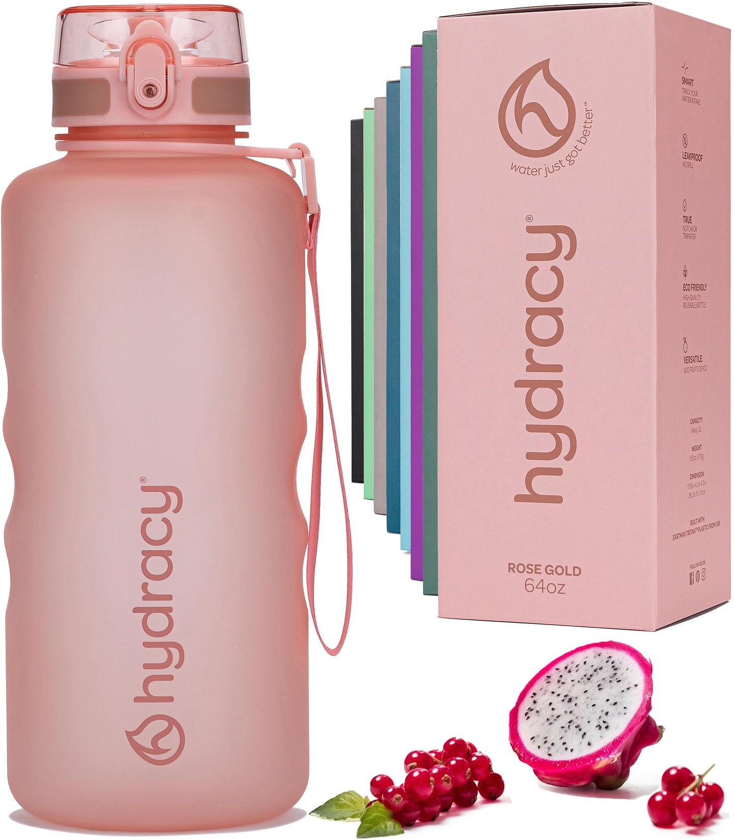 Hydracy 2L Water Bottle – BPA-Free, Leak-Proof, Time Marker & No-Sweat Sleeve | Includes Fruit Infuser | Perfect for Gym, Sports & Outdoors