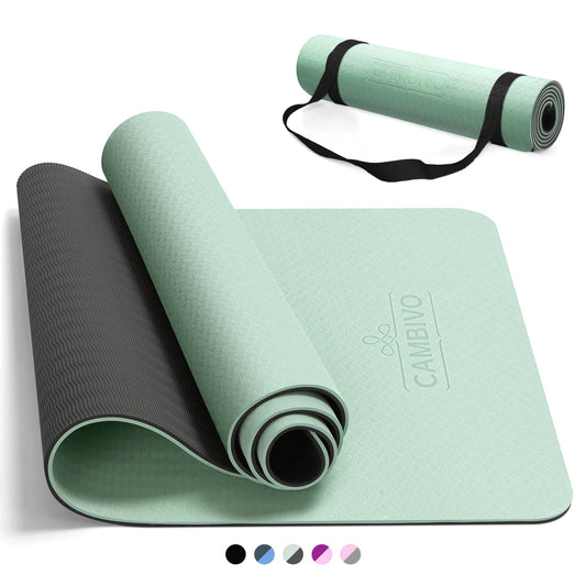 CAMBIVO Yoga Mat for Women Men, 6/8mm Thick Exercise Mat for Home Gym, Non Slip Workout Mat for Pilates, Sit-Ups, Stretching, Gymnastics, Meditation, Eco Friendly TPE